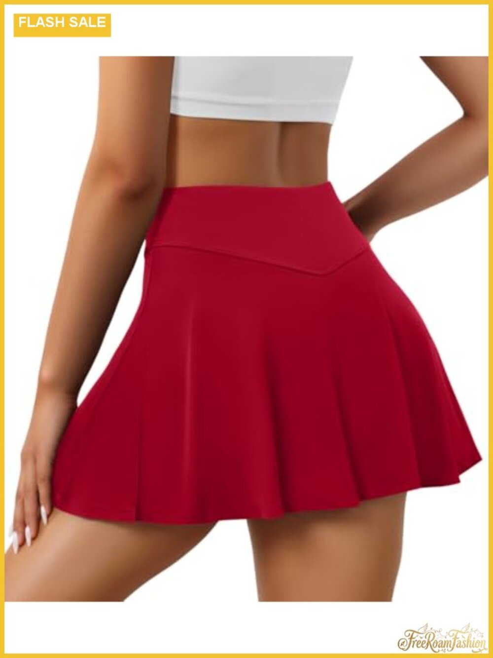 Pleated Tennis Skort with Built-in Shorts & Pockets High-Rise Athletic